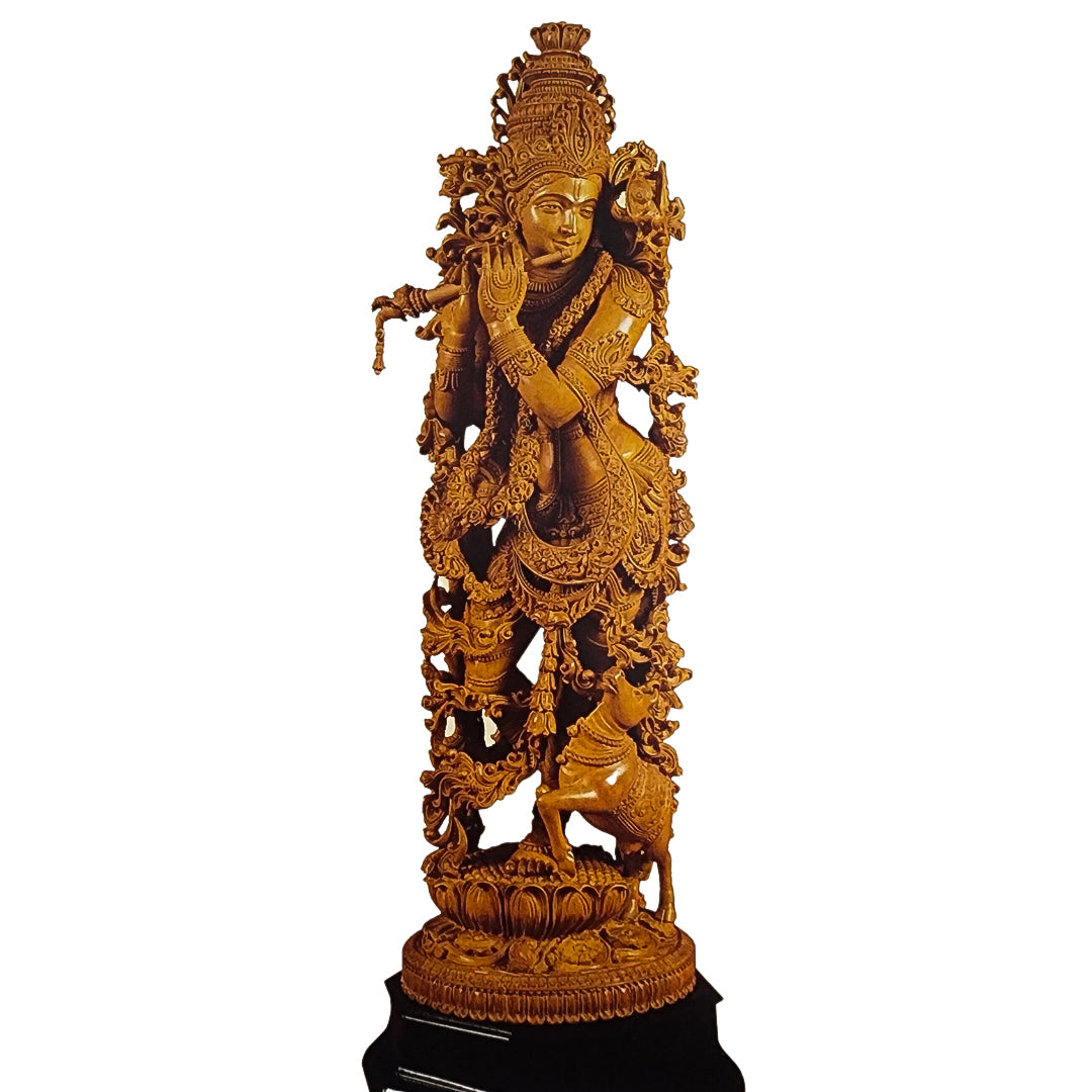 Wood Krishna Sculpture (WK004)