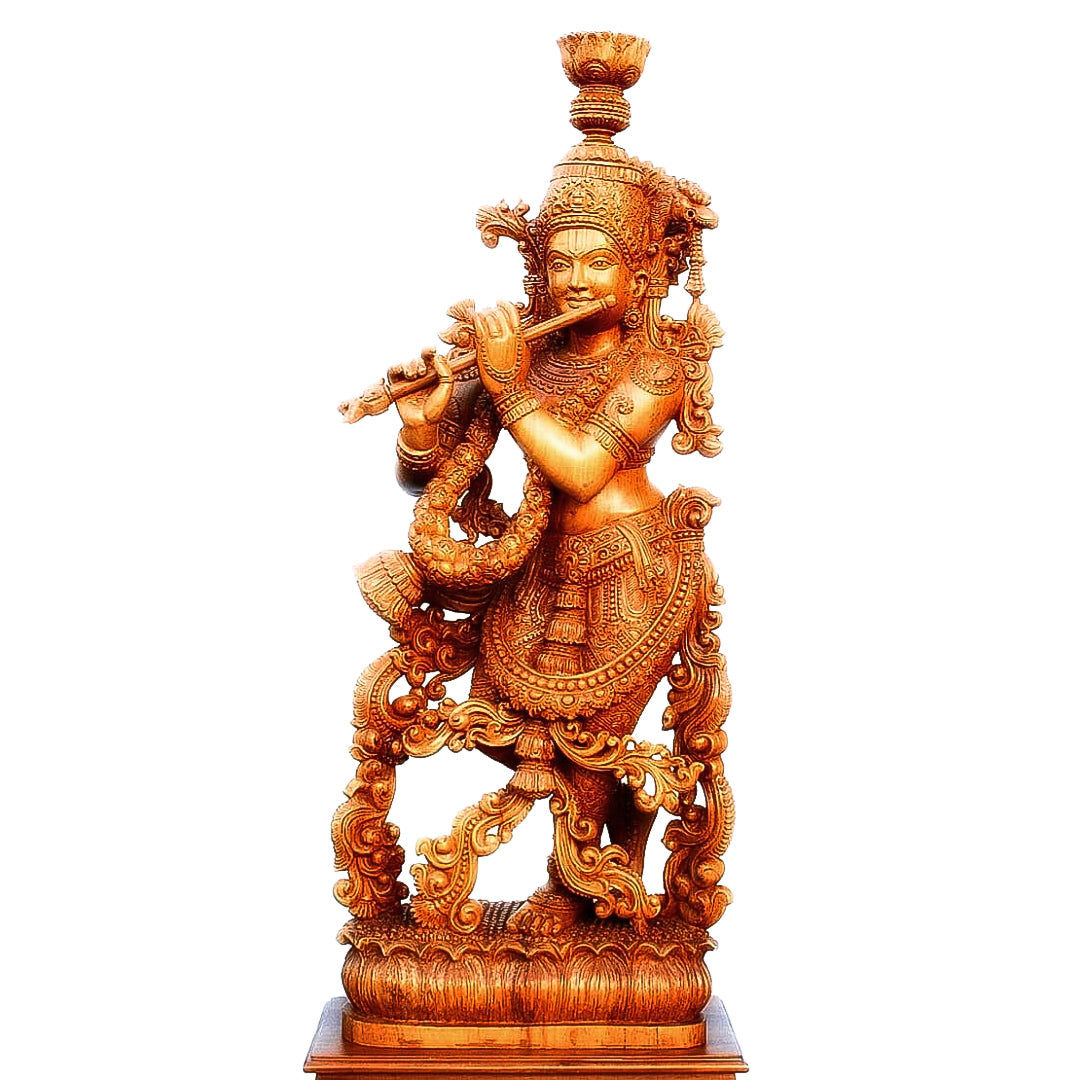 Wood Krishna Sculpture (WK009)