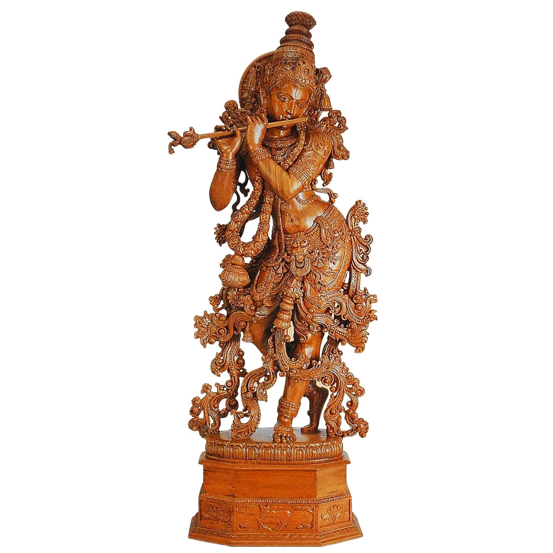 Wood Krishna Sculpture (WK011)