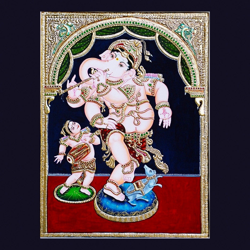 Tanjore Painting of Dancing Ganesha (WD005)