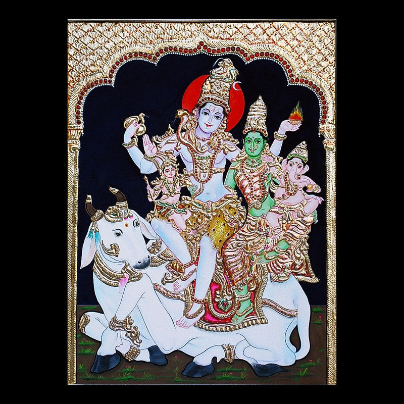 Tanjore Painting of Shiva Parivar (WD006)