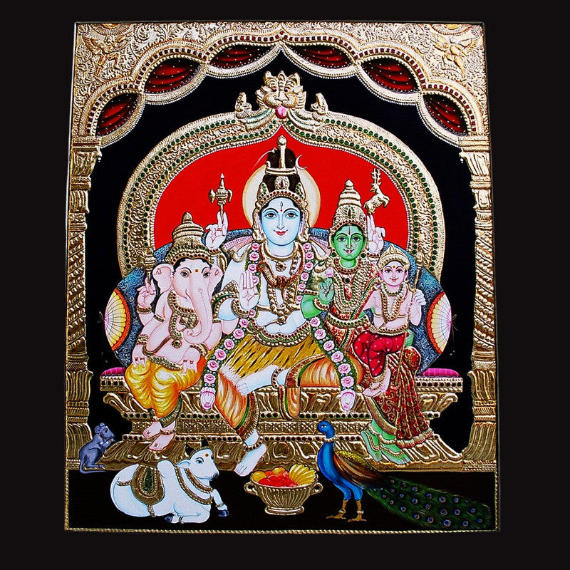 Tanjore Painting of Shiva Parivar (WD008)