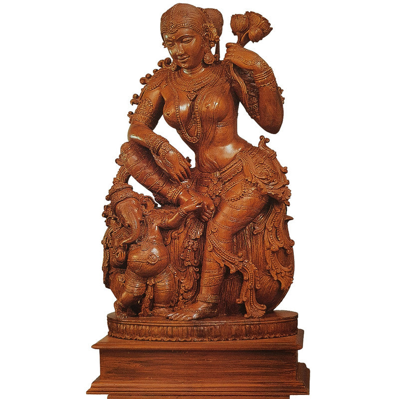 Ganesha & Parvathi Sculpture (WG011)