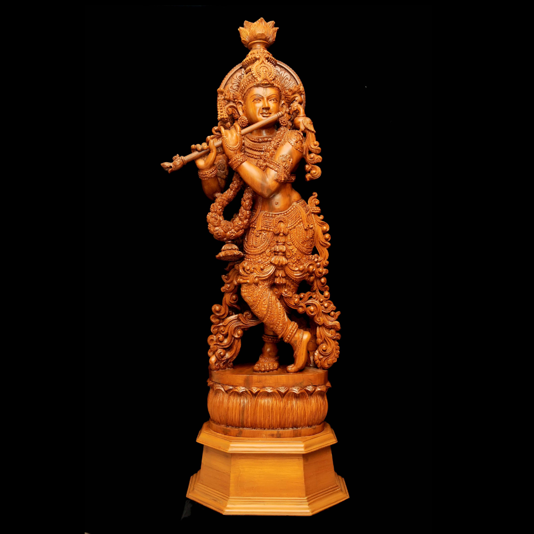 Wood Krishna Sculpture (WK001)