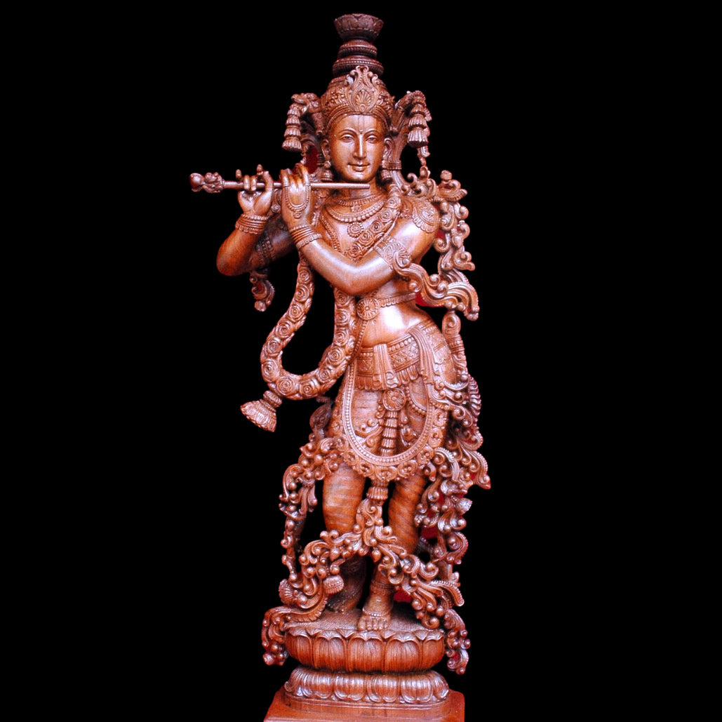 Wood Krishna Sculpture (WK012)