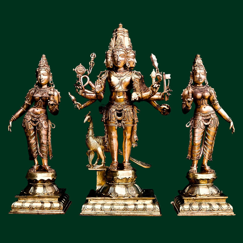 Bronze Murugan with Valli & Devayani Sculpture (BX007)