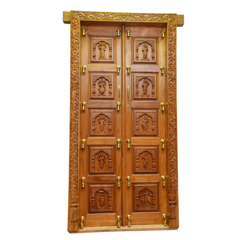 Teak Wood Carved Door-Dashavathara  (DD001)